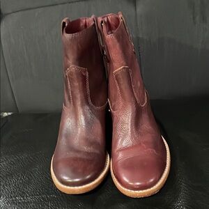 COLE HAAN Women's Burgundy Leather Ankle Boots